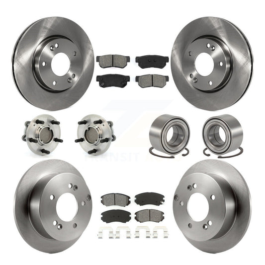 Hub Bearing Brake Rotor Pads Front Rear Kit (10Pc) For Hyundai Sonata Kia Optima