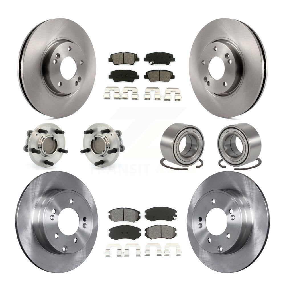 Hub Bearings Disc Brake Rotors And Pads Front Rear Kit (10Pc) For Hyundai Sonata