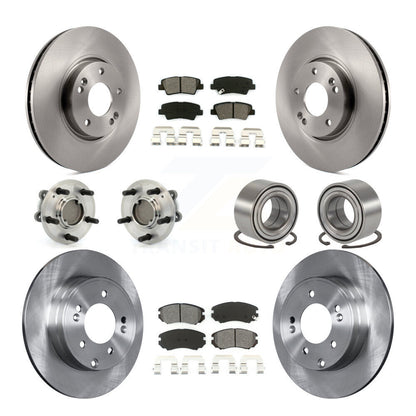Hub Bearings Disc Brake Rotors And Pads Front Rear Kit (10Pc) For Hyundai Sonata