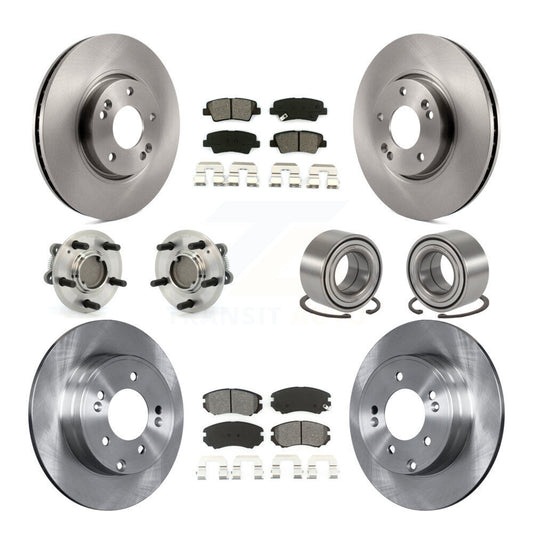 Hub Bearings Disc Brake Rotors And Pads Front Rear Kit (10Pc) For Hyundai Sonata