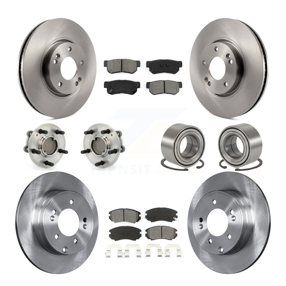 Hub Bearings Disc Brake Rotors And Pads Front Rear Kit (10Pc) For Hyundai Sonata