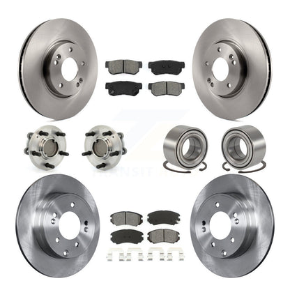 Hub Bearings Disc Brake Rotors And Pads Front Rear Kit (10Pc) For Hyundai Sonata