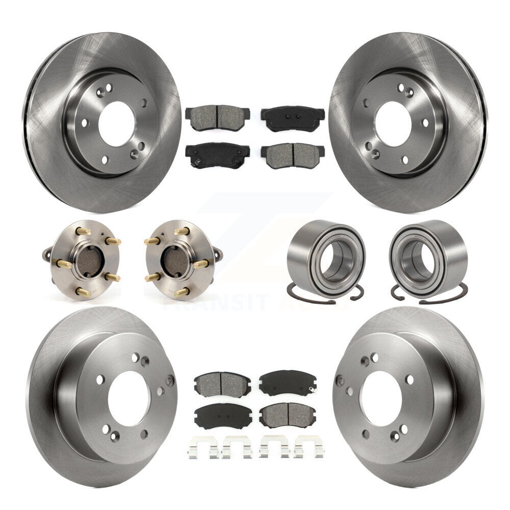 Hub Bearing Brake Rotor Pads Front Rear Kit (10Pc) For Hyundai Sonata Kia Optima