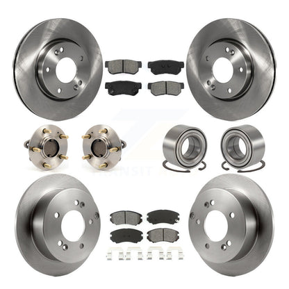 Hub Bearing Brake Rotor Pads Front Rear Kit (10Pc) For Hyundai Sonata Kia Optima
