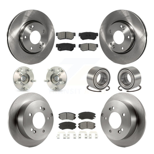 Hub Bearing Brake Rotor And Pad Front Rear Kit (10Pc) For Hyundai Tucson Kia FWD