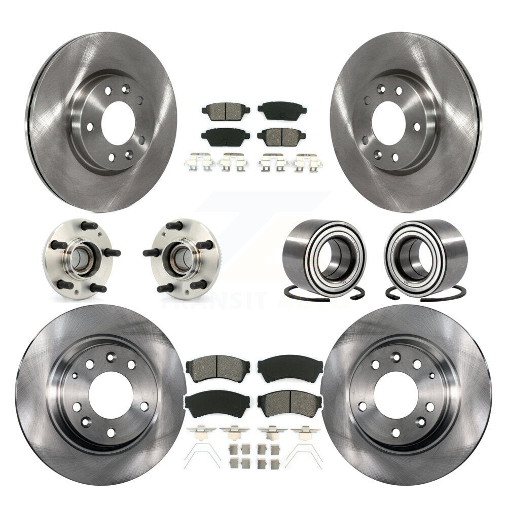 Hub Bearing Brake Rotor & Pads Front Rear Kit (10Pc) For Ford Fusion Mazda 6 MKZ