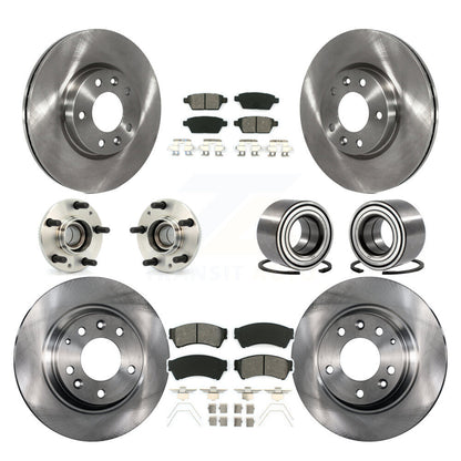 Hub Bearing Brake Rotor & Pads Front Rear Kit (10Pc) For Ford Fusion Mazda 6 MKZ