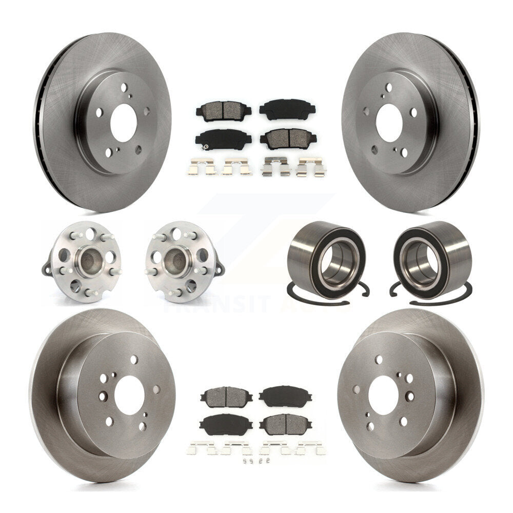 Hub Bearing Brake Rotor & Pads Front Rear Kit (10Pc) For 04-10 Toyota Sienna FWD