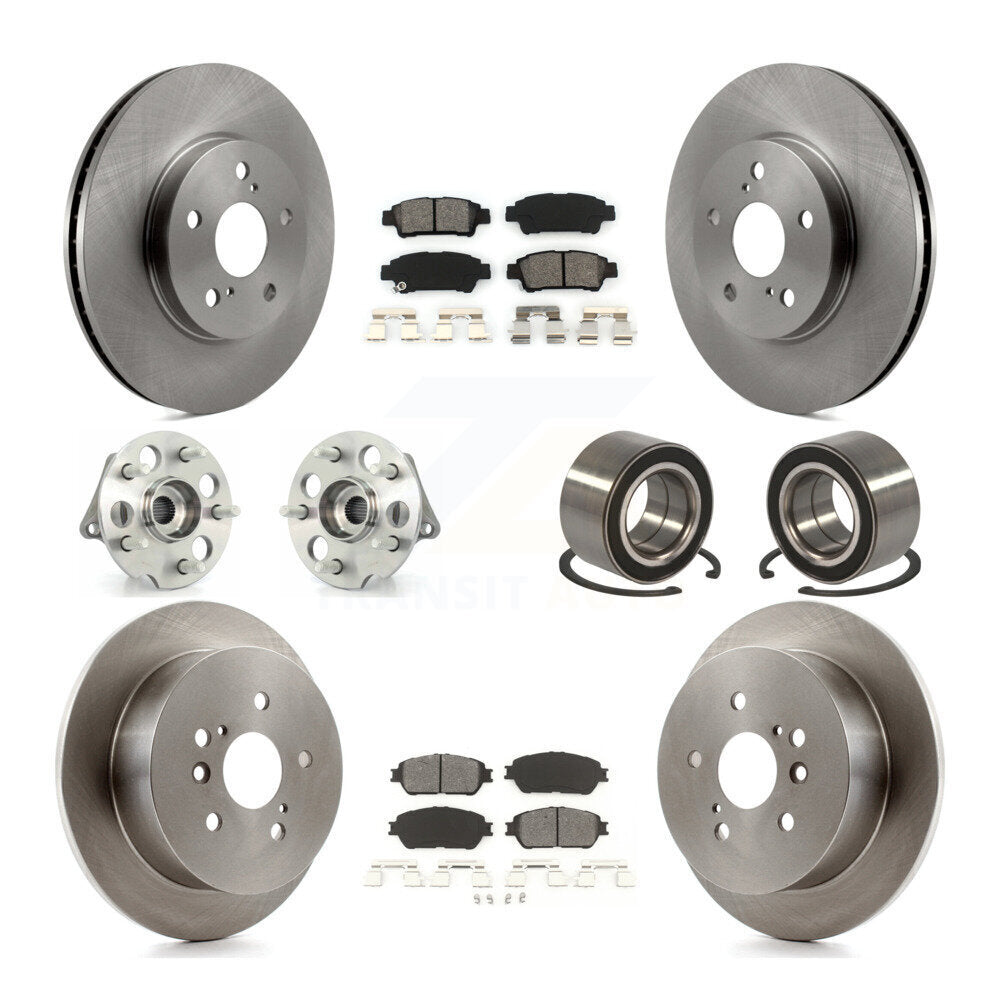 Hub Bearing Brake Rotor & Pads Front Rear Kit (10Pc) For 04-10 Toyota Sienna AWD