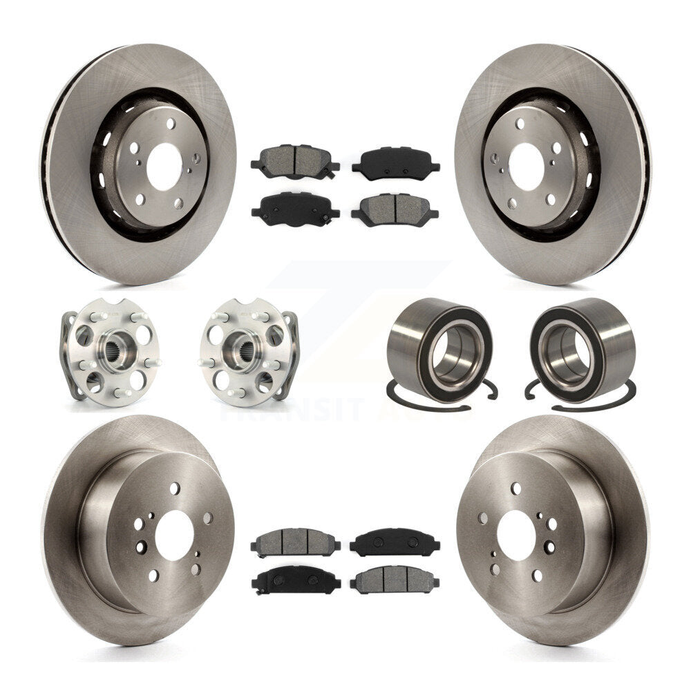 Hub Bearing Brake Rotor Pad Front Rear Kit (10Pc) For 2009-2016 Toyota Venza AWD