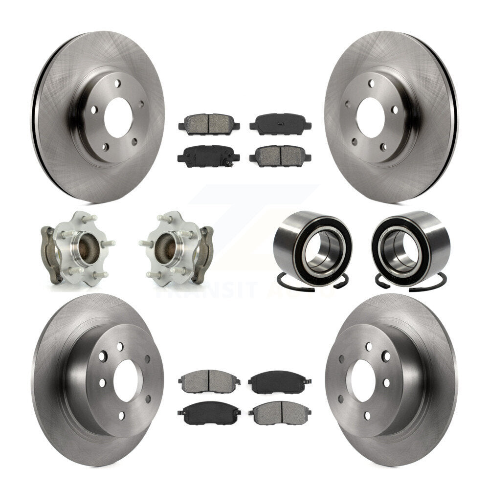 Hub Bearings Disc Brake Rotors And Pads Front Rear Kit (10Pc) For Nissan Altima