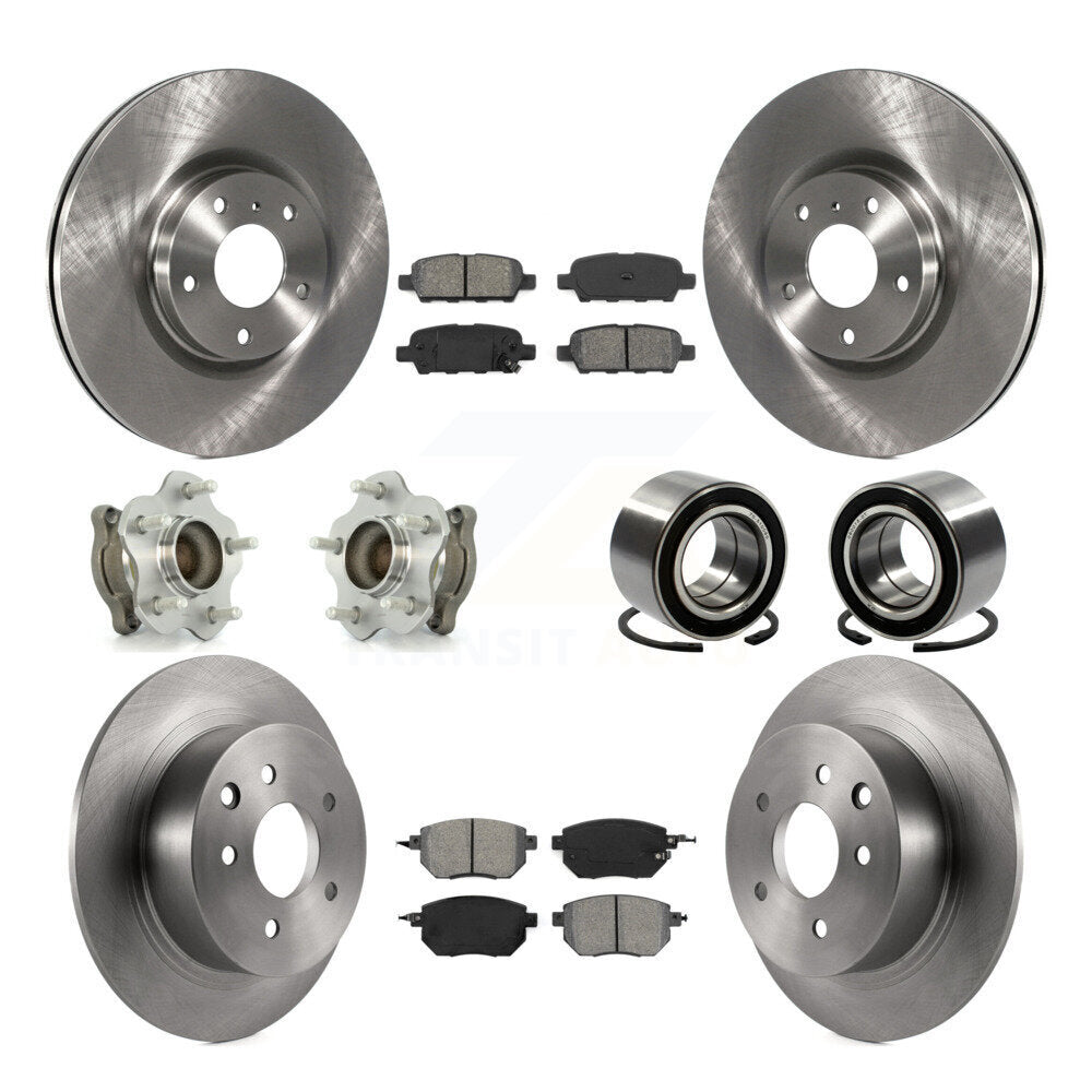 Hub Bearing Disc Brake Rotor Pads Front Rear Kit (10Pc) For Nissan Altima Maxima