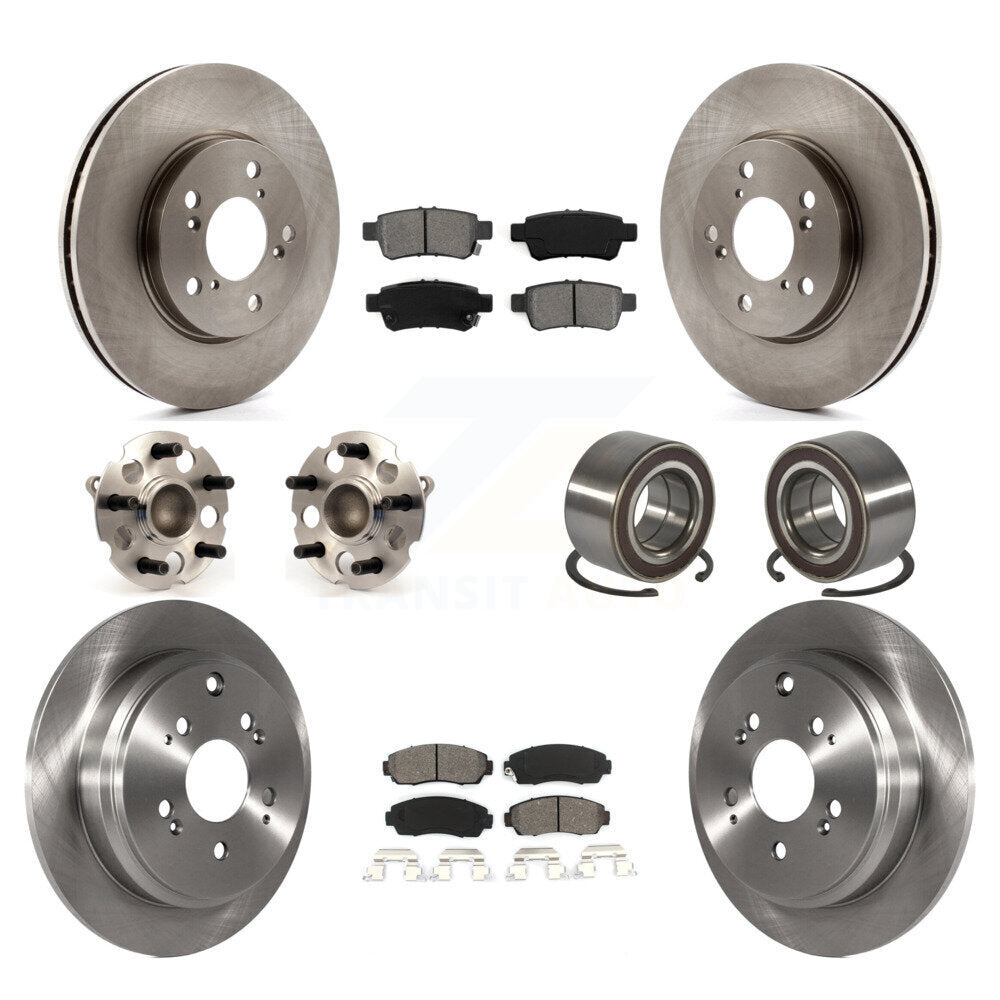 Hub Bearing Brake Rotor & Pads Front Rear Kit (10Pc) For 2005-2010 Honda Odyssey