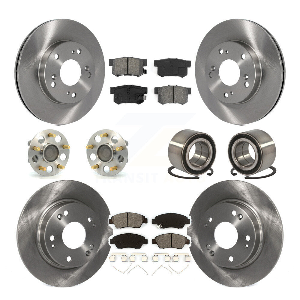 Wheel Hub Bearing Disc Brake Rotor And Pad Front Rear Kit (10Pc) For Honda Civic