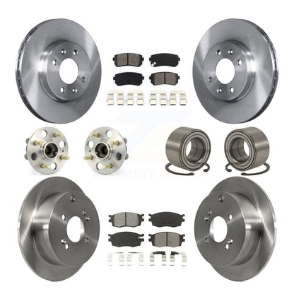 Hub Bearing Brake Rotor & Pads Front Rear Kit (10Pc) For Hyundai Accent Kia Rio5