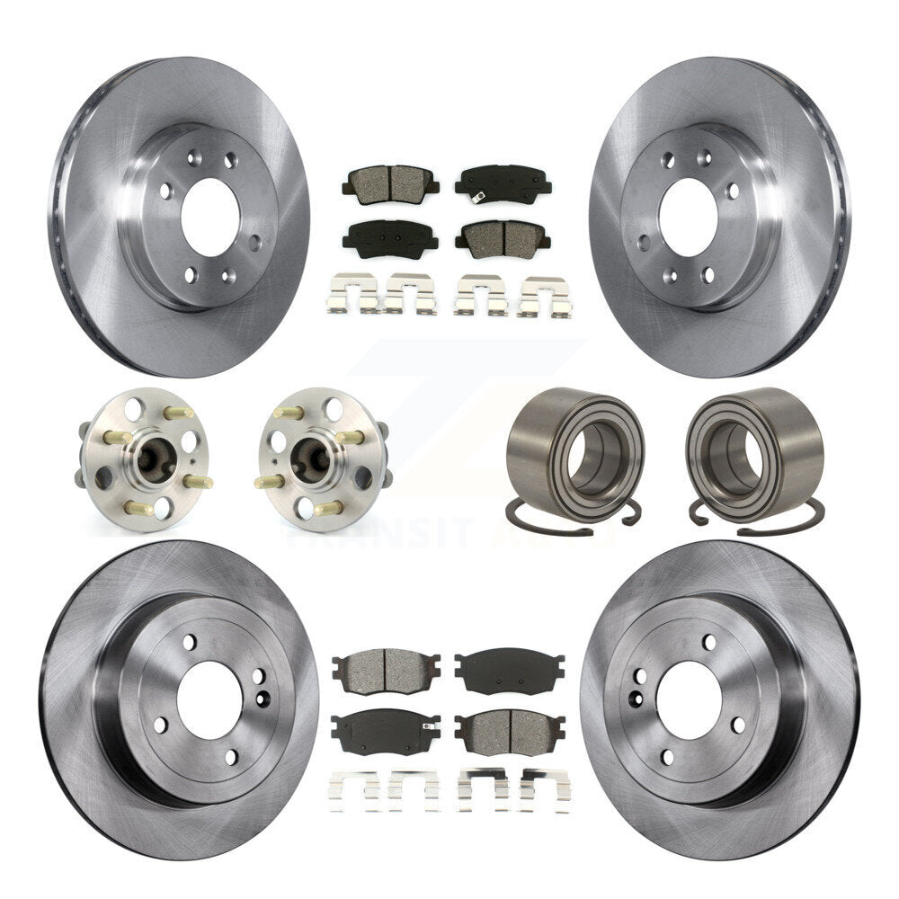 Hub Bearing Brake Rotor Pad Front Rear Kit (10Pc) For Hyundai Accent 4-Wheel ABS