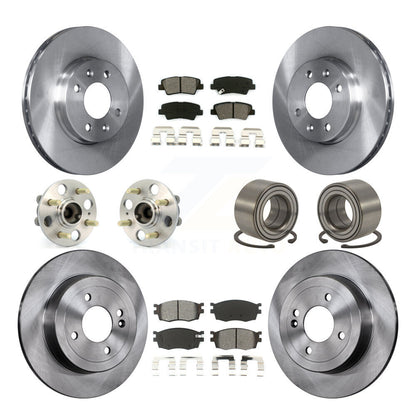 Hub Bearing Brake Rotor Pad Front Rear Kit (10Pc) For Hyundai Accent 4-Wheel ABS