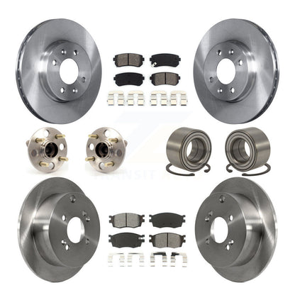 Hub Bearing Brake Rotor And Pad Front Rear Kit (10Pc) For Hyundai Accent Kia Rio