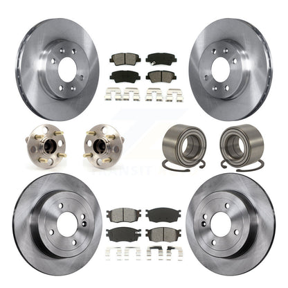Hub Bearing Brake Rotor Pads Front Rear Kit (10Pc) For 11 Hyundai Accent Non-ABS
