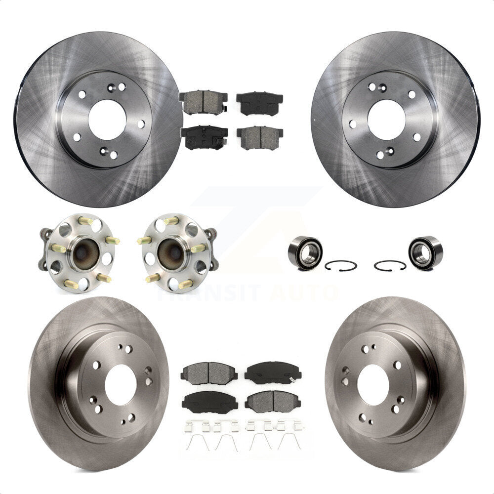 Hub Bearings Disc Brake Rotors And Pads Front Rear Kit (10Pc) For Honda Accord
