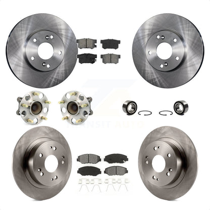 Hub Bearings Disc Brake Rotors And Pads Front Rear Kit (10Pc) For Honda Accord