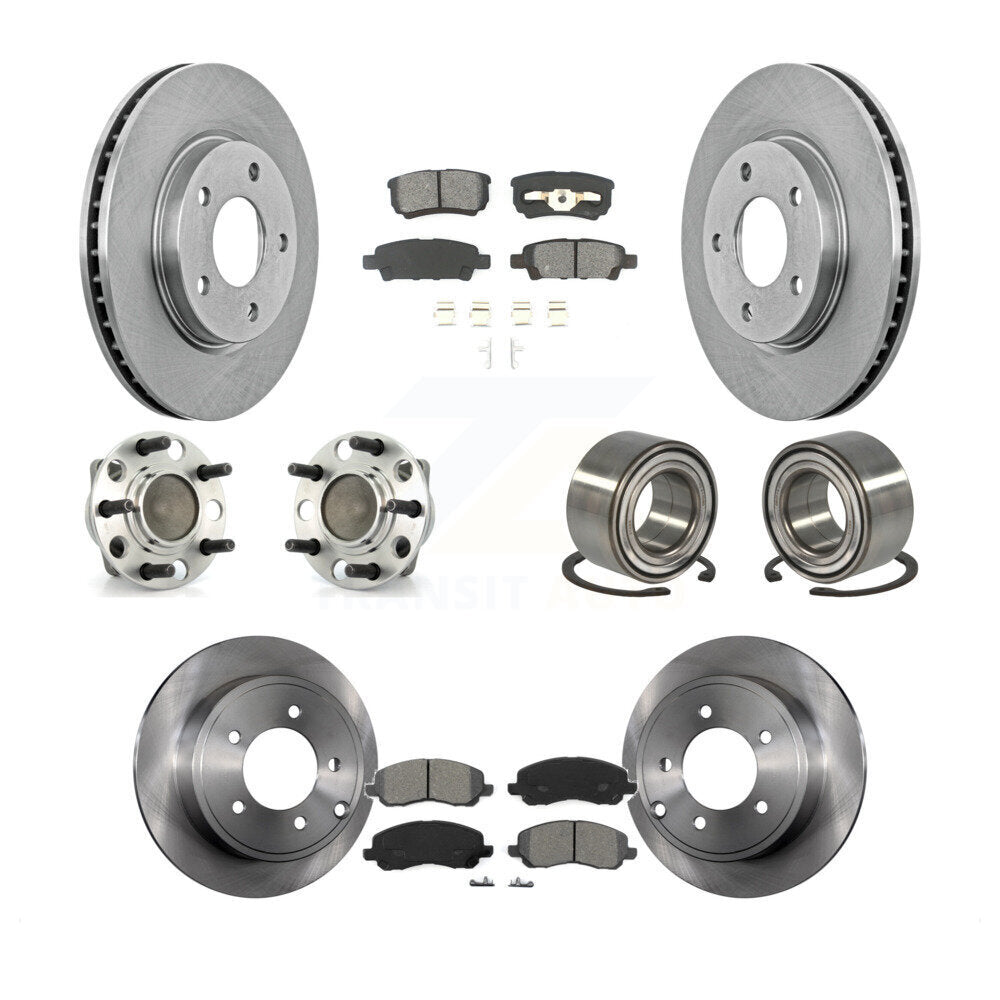 Hub Bearings Disc Brake Rotors And Pads Front Rear Kit (10Pc) For Dodge Caliber