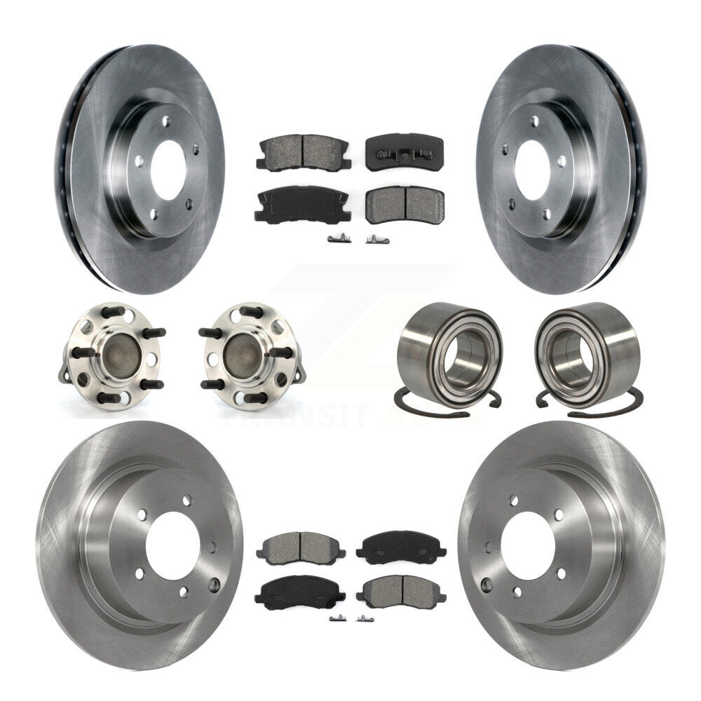 Hub Bearing Brake Rotor & Pad Front Rear Kit (10Pc) For Jeep Patriot Compass FWD