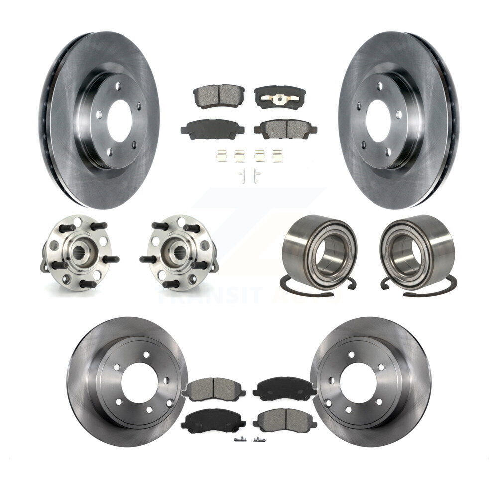 Hub Bearing Brake Rotor Pad Front Rear Kit (10Pc) For Jeep Patriot Compass Dodge