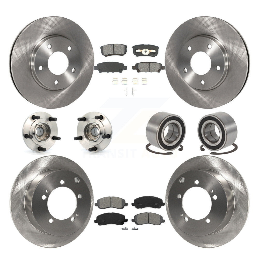 Hub Bearing Brake Rotor Pad Front Rear Kit (10Pc) For Mitsubishi Lancer Ralliart