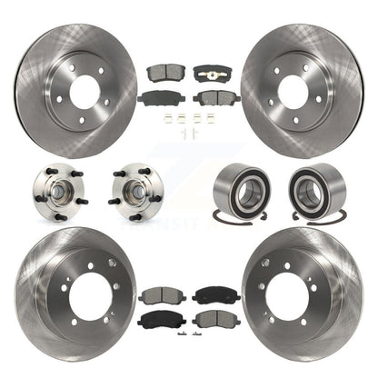 Hub Bearing Brake Rotor Pad Front Rear Kit (10Pc) For Mitsubishi Lancer Ralliart