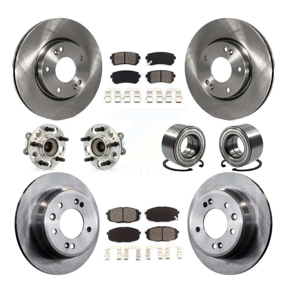 Hub Bearing Disc Brake Rotors And Pads Front Rear Kit (10Pc) For Hyundai Elantra
