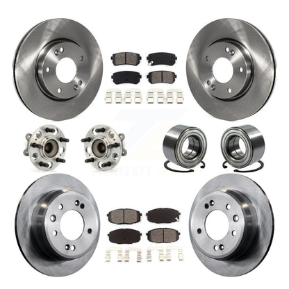 Hub Bearing Disc Brake Rotors And Pads Front Rear Kit (10Pc) For Hyundai Elantra