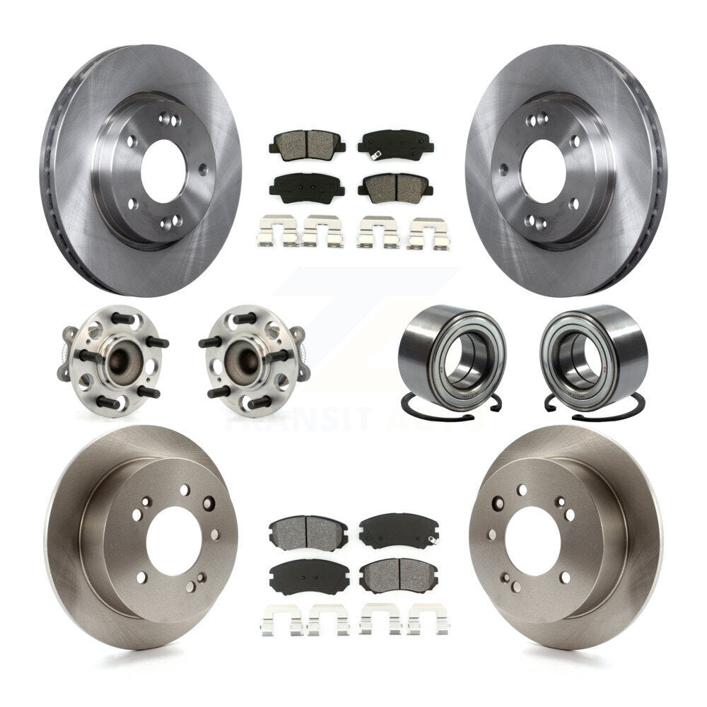 Hub Bearing Disc Brake Rotors And Pads Front Rear Kit (10Pc) For Hyundai Elantra