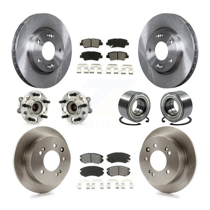 Hub Bearing Disc Brake Rotors And Pads Front Rear Kit (10Pc) For Hyundai Elantra