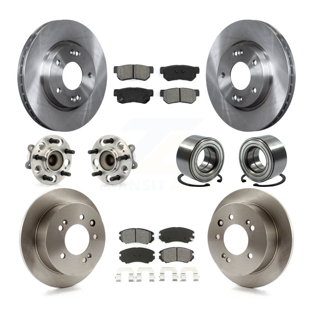 Hub Bearing Disc Brake Rotors And Pads Front Rear Kit (10Pc) For Hyundai Elantra