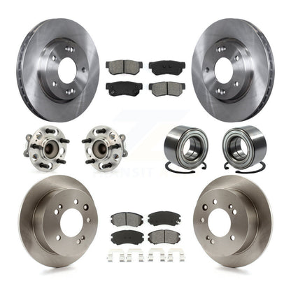 Hub Bearing Disc Brake Rotors And Pads Front Rear Kit (10Pc) For Hyundai Elantra