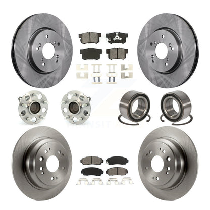 Hub Bearing Brake Rotor Pad Front Rear Kit (10Pc) For Honda Accord Crosstour FWD