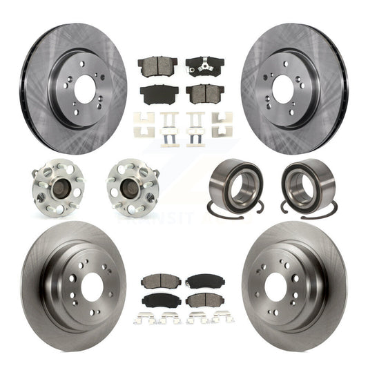 Hub Bearing Brake Rotor Pad Front Rear Kit (10Pc) For Honda Accord Crosstour FWD
