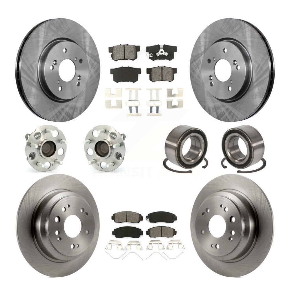 Hub Bearing Brake Rotor Pads Front Rear Kit (10Pc) For 13-15 Honda Crosstour FWD