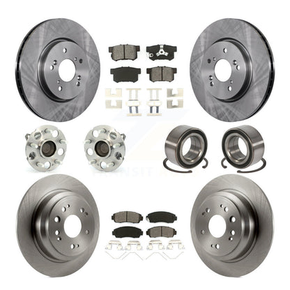 Hub Bearing Brake Rotor Pads Front Rear Kit (10Pc) For 13-15 Honda Crosstour FWD