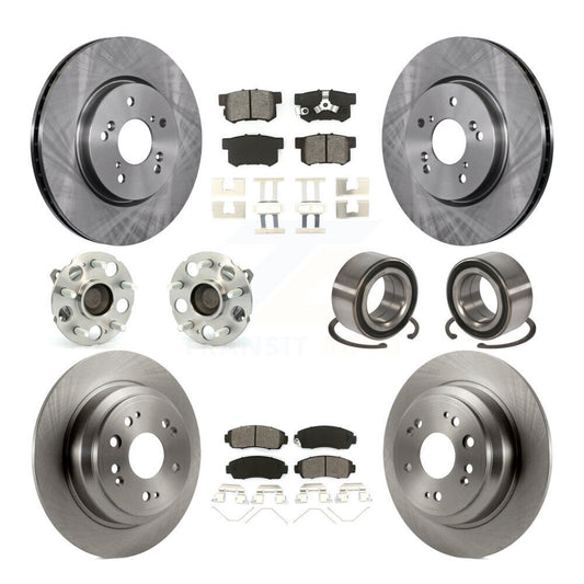Hub Bearing Brake Rotor Pads Front Rear Kit (10Pc) For 13-15 Honda Crosstour FWD
