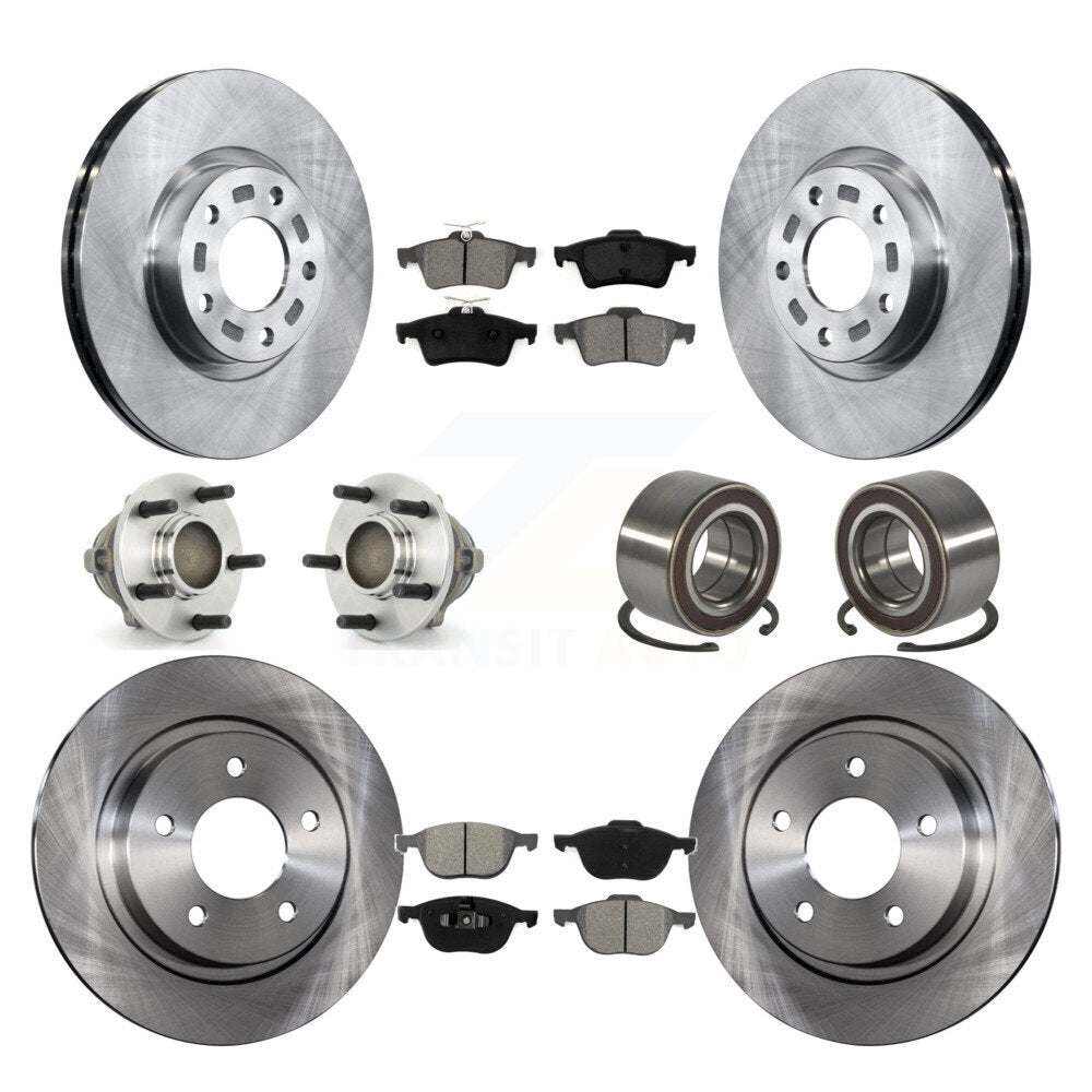 Hub Bearings Disc Brake Rotors And Pads Front Rear Kit (10Pc) For Mazda 3 Sport