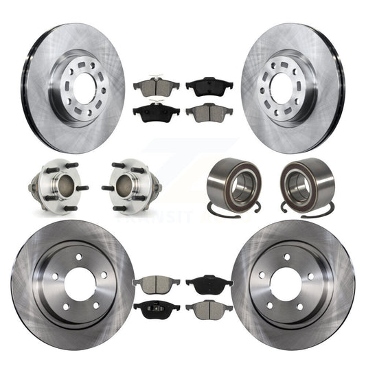Hub Bearings Disc Brake Rotors And Pads Front Rear Kit (10Pc) For Mazda 3 Sport