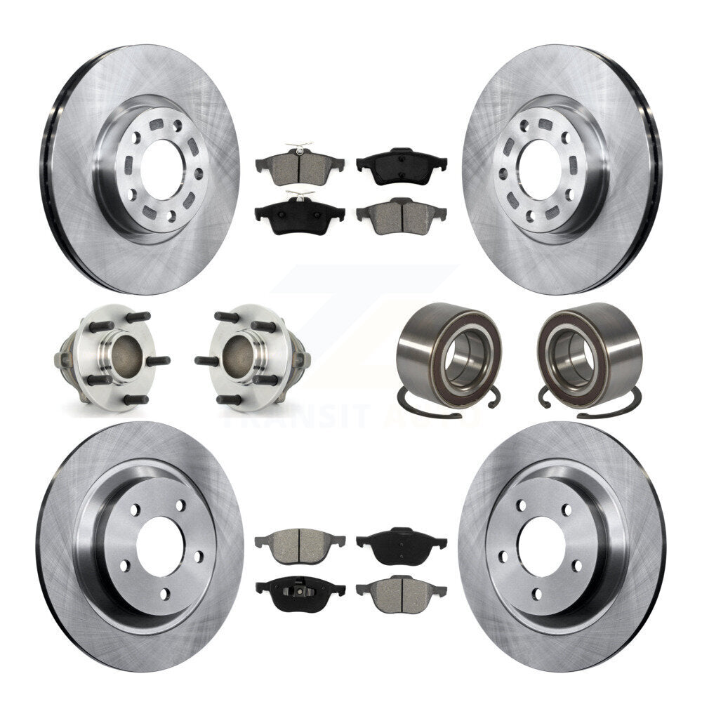 Hub Bearing Assembly Disc Brake Rotor And Pads Front Rear Kit (10Pc) For Mazda 5