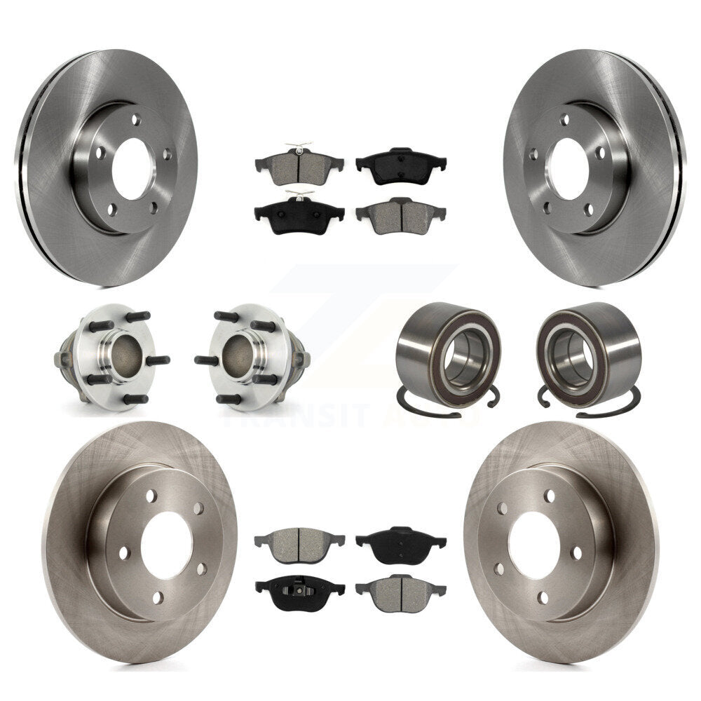 Hub Bearings Disc Brake Rotors And Pads Front Rear Kit (10Pc) For Mazda 3 Sport