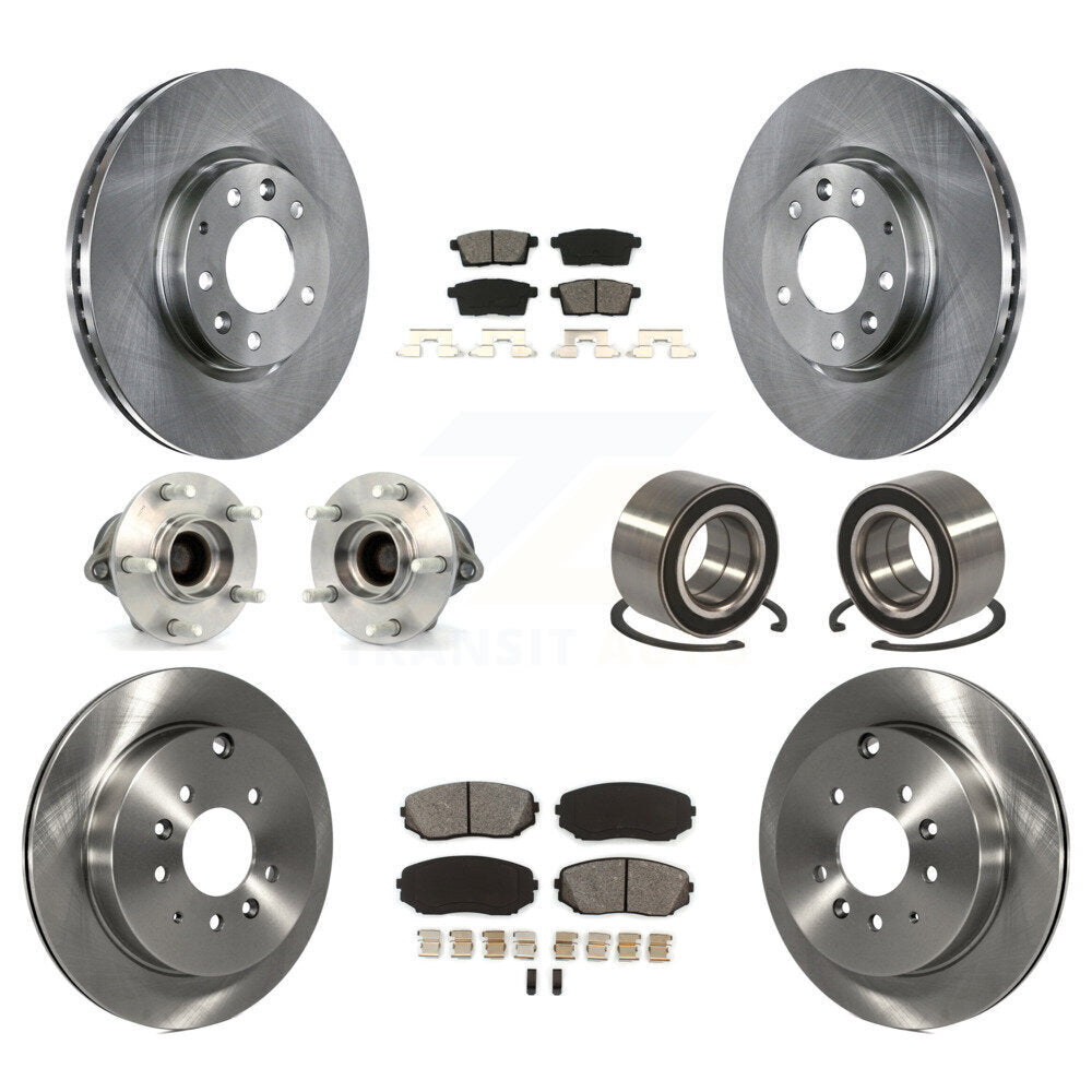 Hub Bearing Brake Rotor & Pad Front Rear Kit (10Pc) For 2007-2012 Mazda CX-7 FWD