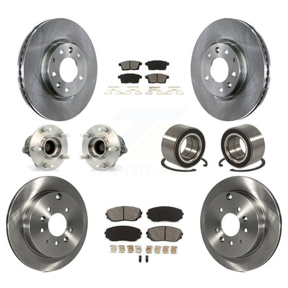 Hub Bearing Brake Rotor & Pad Front Rear Kit (10Pc) For 2007-2012 Mazda CX-7 FWD