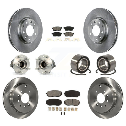 Hub Bearing Brake Rotor & Pad Front Rear Kit (10Pc) For 2007-2012 Mazda CX-7 FWD