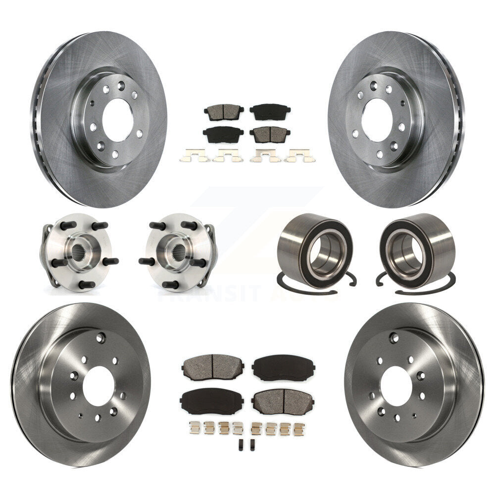 Hub Bearing Brake Rotor & Pad Front Rear Kit (10Pc) For 2007-2012 Mazda CX-7 AWD