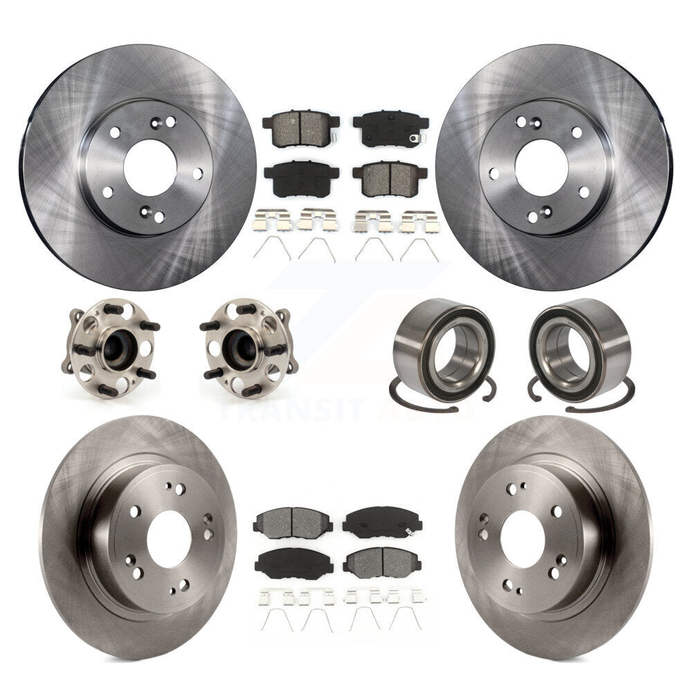 Hub Bearings Disc Brake Rotors And Pads Front Rear Kit (10Pc) For Honda Accord